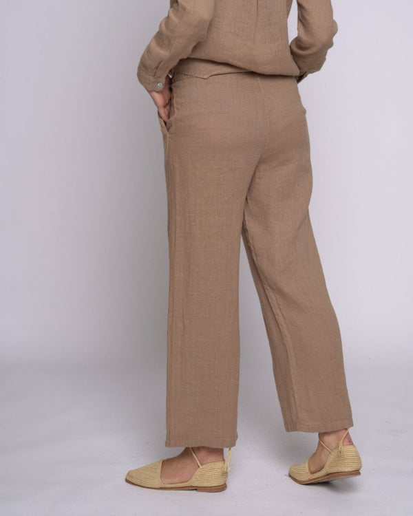 Baci Linen Elastic Trousers Camel