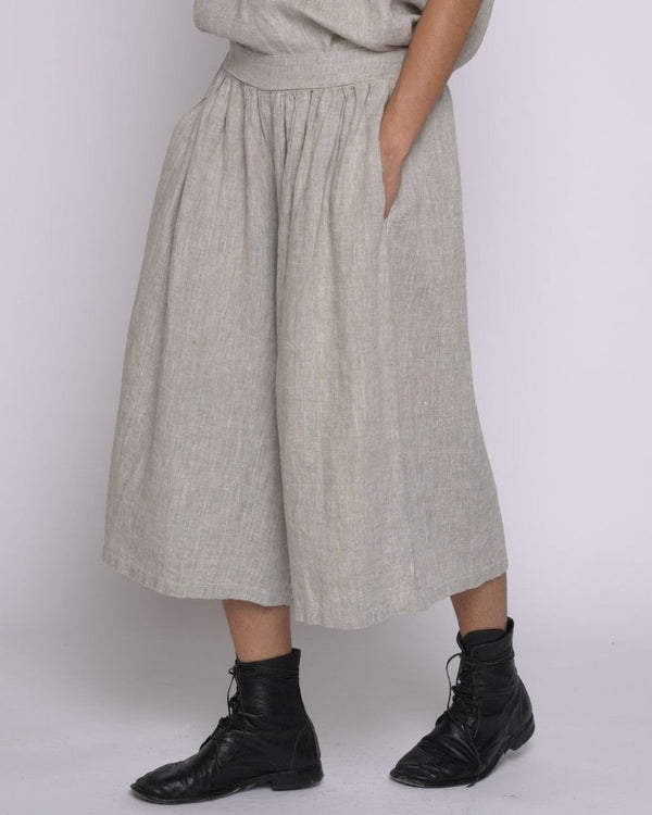Baci Linen Elastic Waist Capri Canvas
