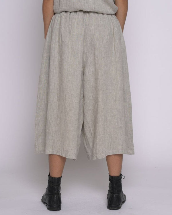 Baci Linen Elastic Waist Capri Canvas