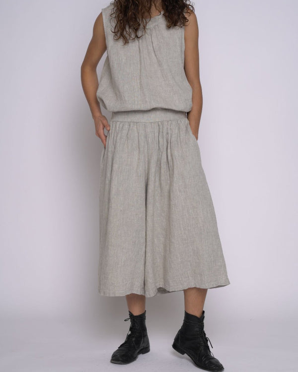 Baci Linen Elastic Waist Capri Canvas