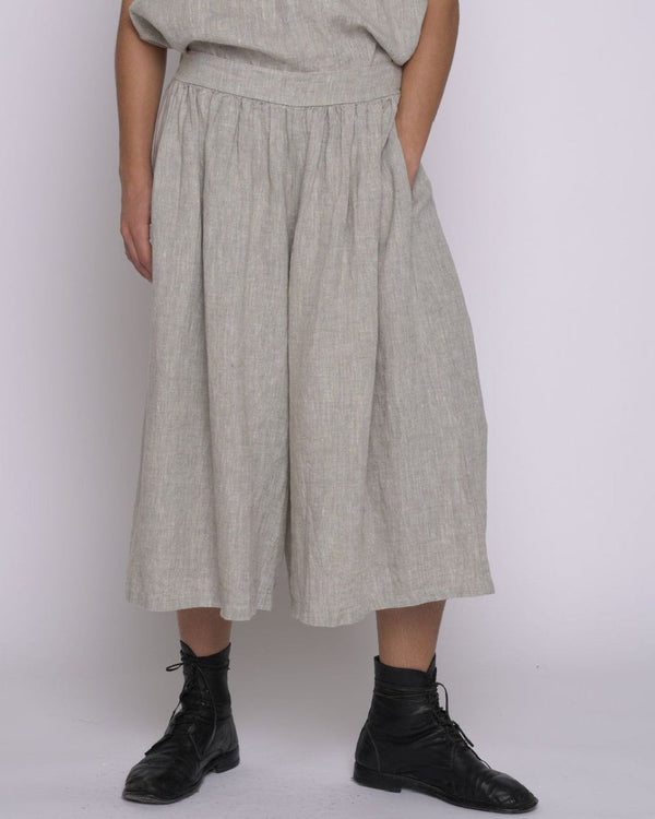 baci Linen Elastic Waist Capri Canvas