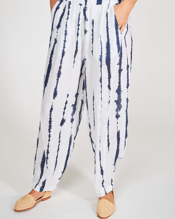 Baci Linen Elastic Waist Chino Pants Camel