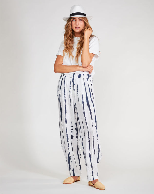 Baci Linen Elastic Waist Chino Pants Camel