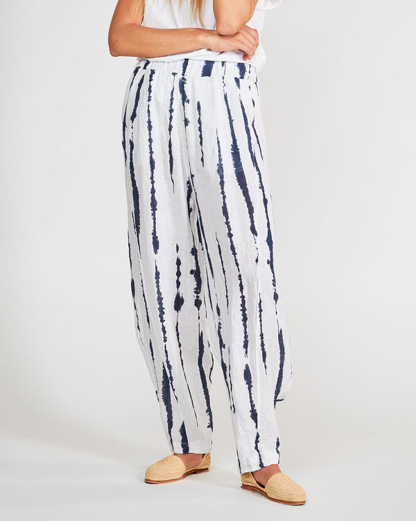 baci Linen Elastic Waist Chino Pants Camel