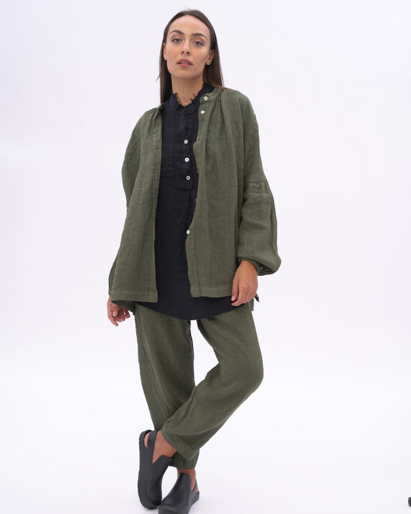 Baci Linen Front Pocket Buttoned Tank Deep Blue