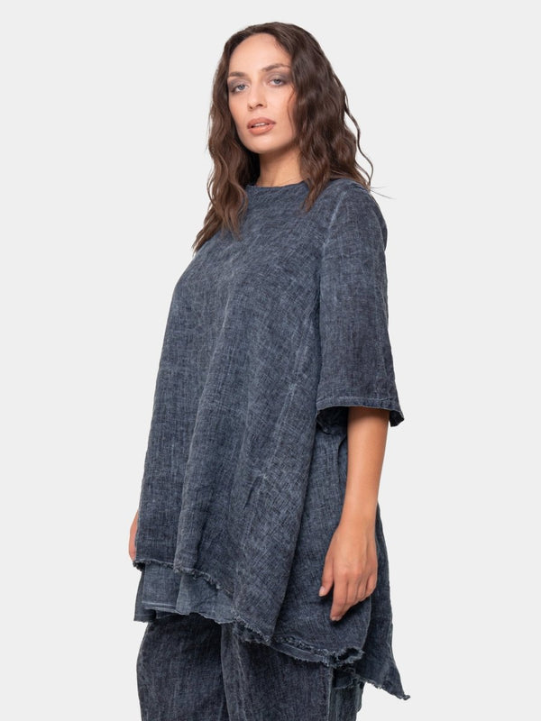 Baci Linen-Muslin Tunic Black