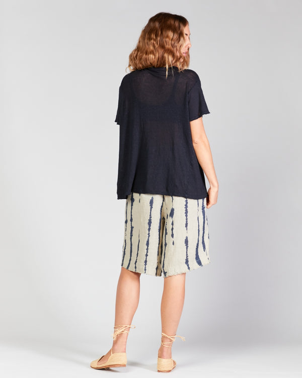 Baci Linen Scoop Neck Short Sleeve T-Shirt Camel