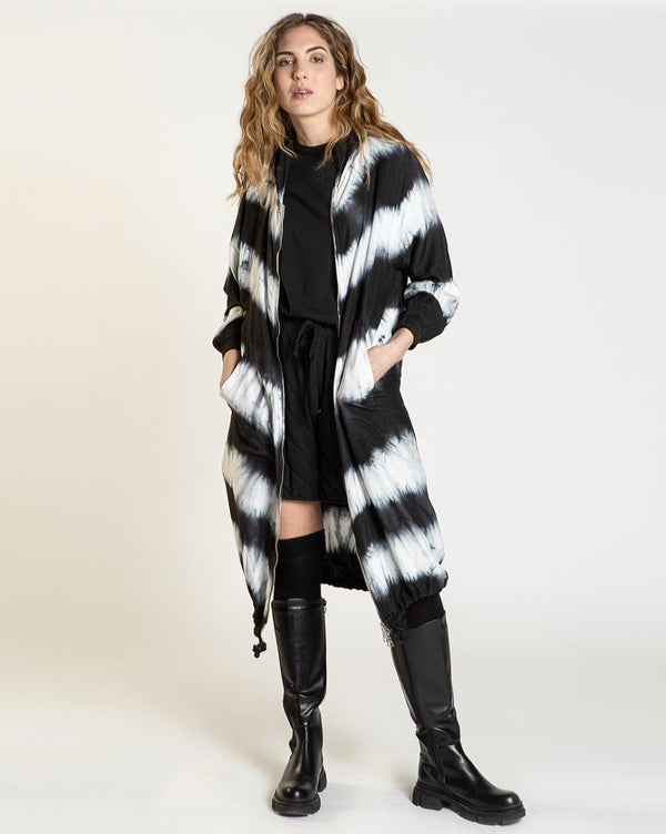 baci Long Full-Zip Hooded Jacket MLTIBLK