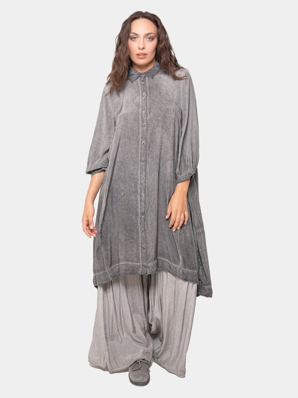 Baci Long Pleated Back Shirt Black
