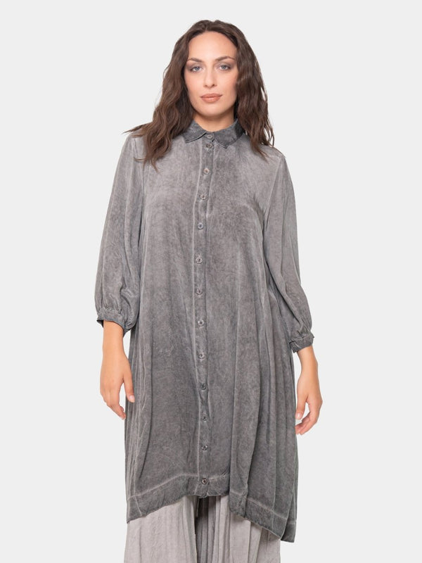 baci Long Pleated Back Shirt Black