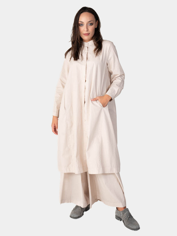 baci Long Sleeve Button Up Cotton Shirt-Dress Mare