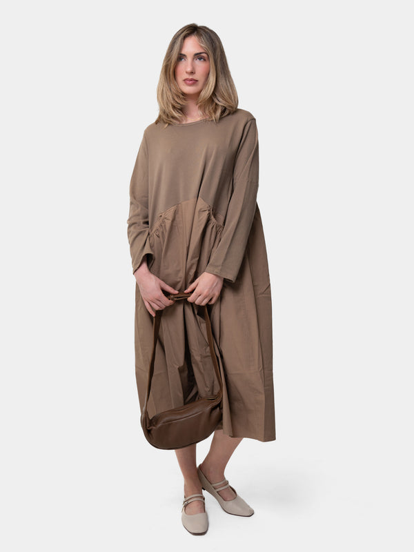 baci Long Sleeve Cotton Midi Poplin Dress Bianco