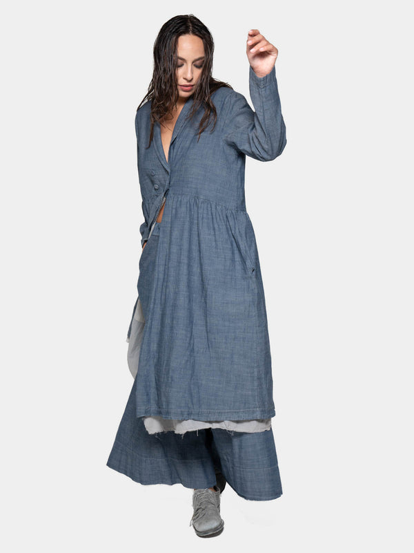 Baci Long Sleeve Open Shirt Dress Oyster Grey