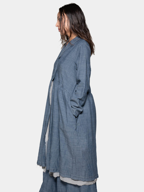 Baci Long Sleeve Open Shirt Dress Oyster Grey