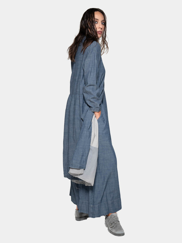 Baci Long Sleeve Open Shirt Dress Oyster Grey