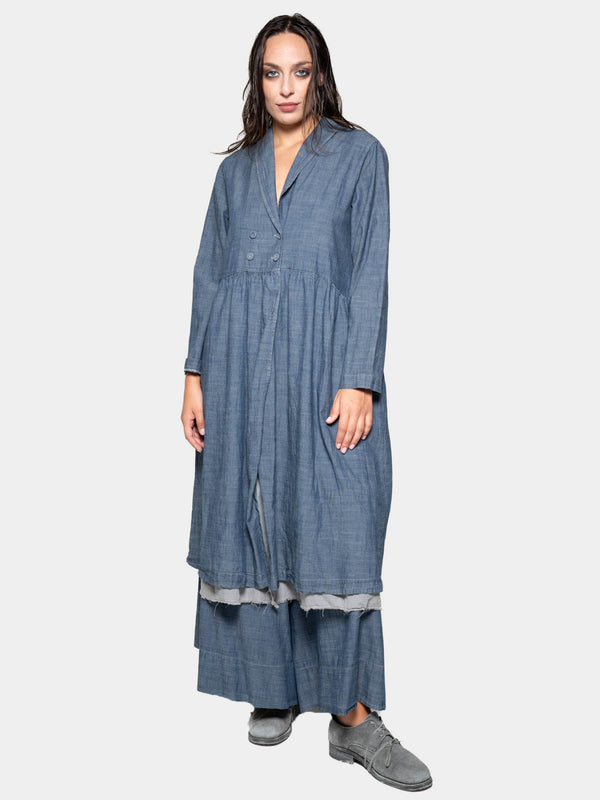 baci Long Sleeve Open Shirt Dress Oyster Grey