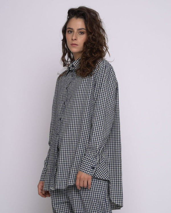 Baci Micro Checker Button-Up Shirt Black