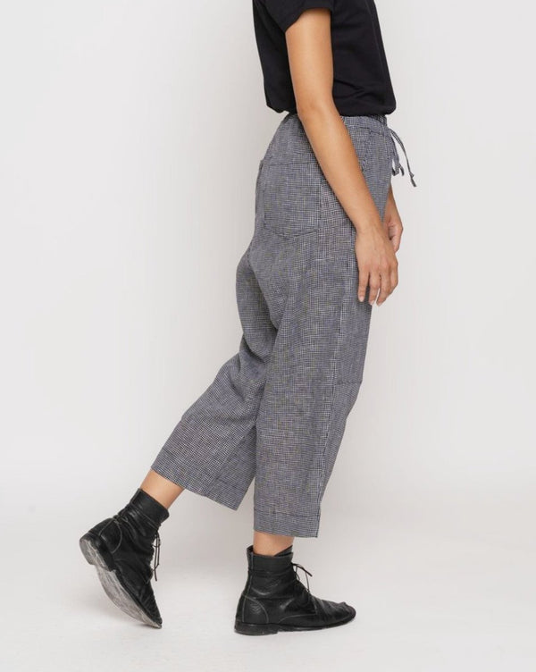 Baci Micro Checker Drawstring Culottes Black