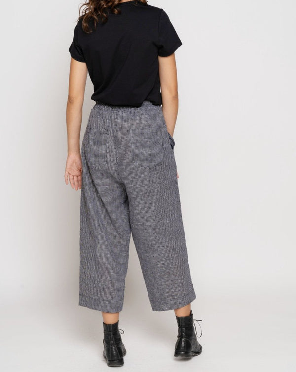 Baci Micro Checker Drawstring Culottes Black