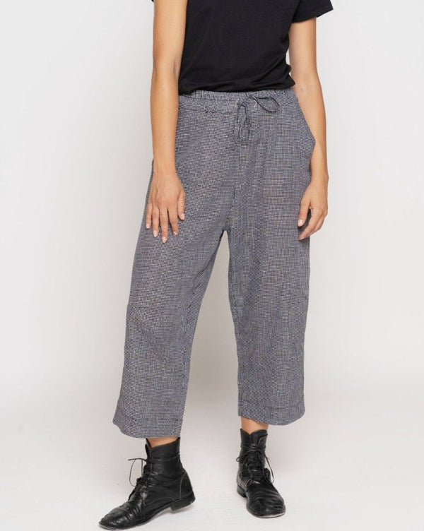 baci Micro Checker Drawstring Culottes Black