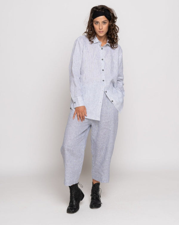 Baci Micro Striped Button-Up Shirt Black