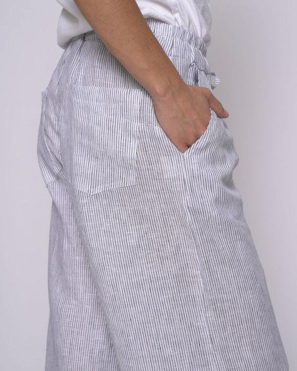 Baci Micro Striped Drawstring Culottes Black