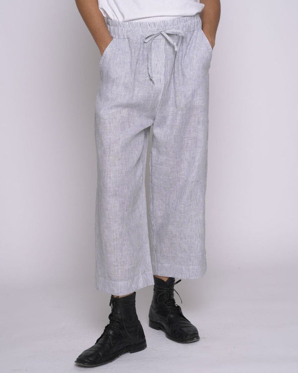 baci Micro Striped Drawstring Culottes Black