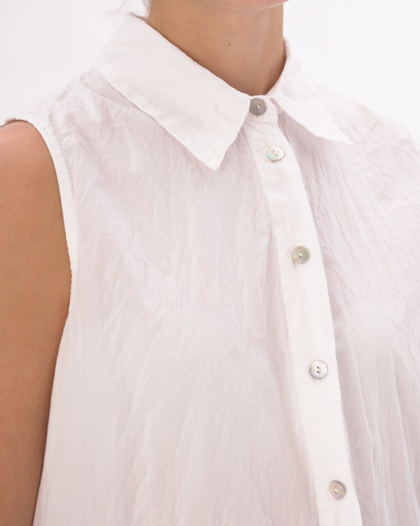 Baci Organic Cotton Crinkled Sleeveless Tank Black