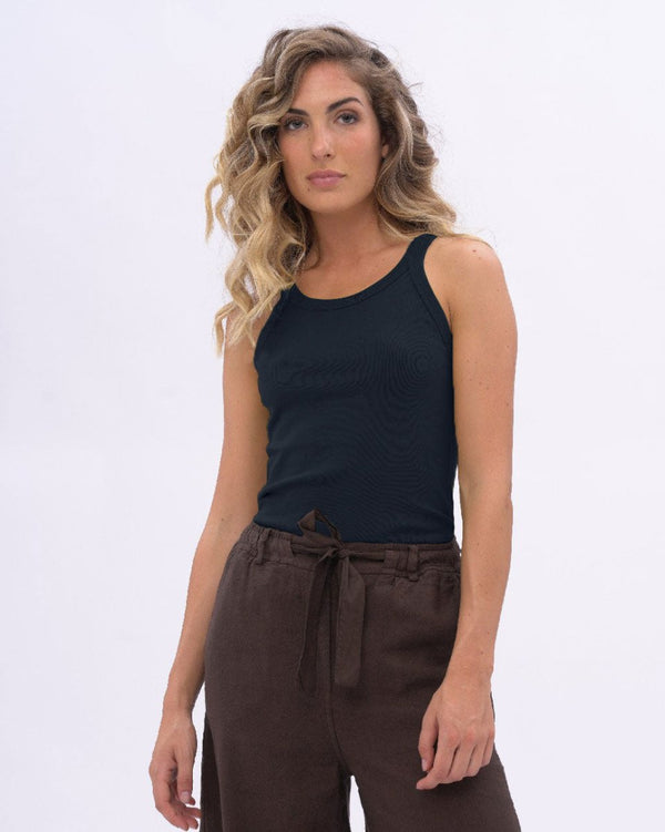 baci Organic Cotton Fitted Tank Top Dark Blue