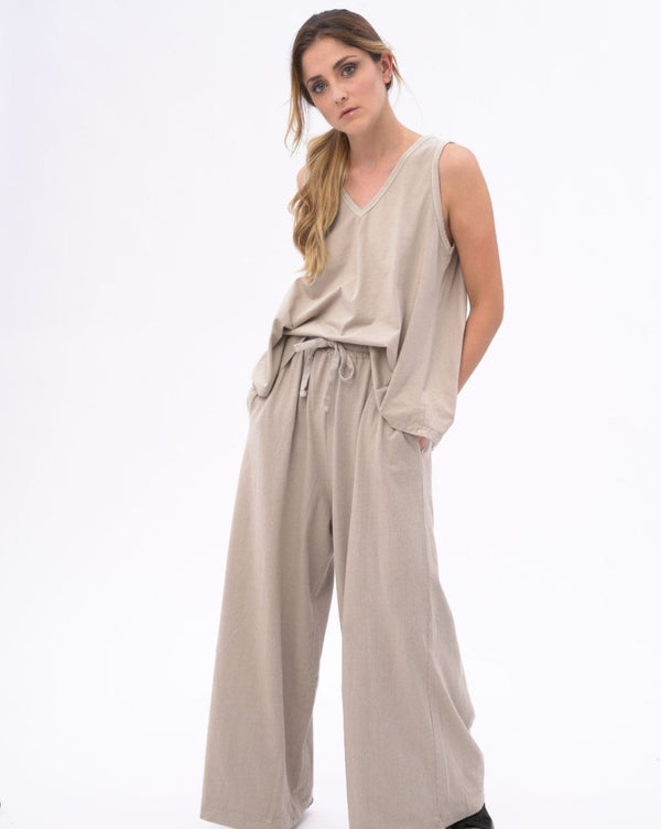 Baci Organic Cotton Palazzo Elastic Pants Black