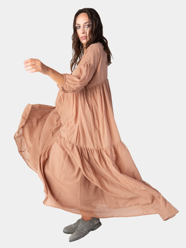 Baci Organic Cotton Tiered Ruffle Midi Dress Mare