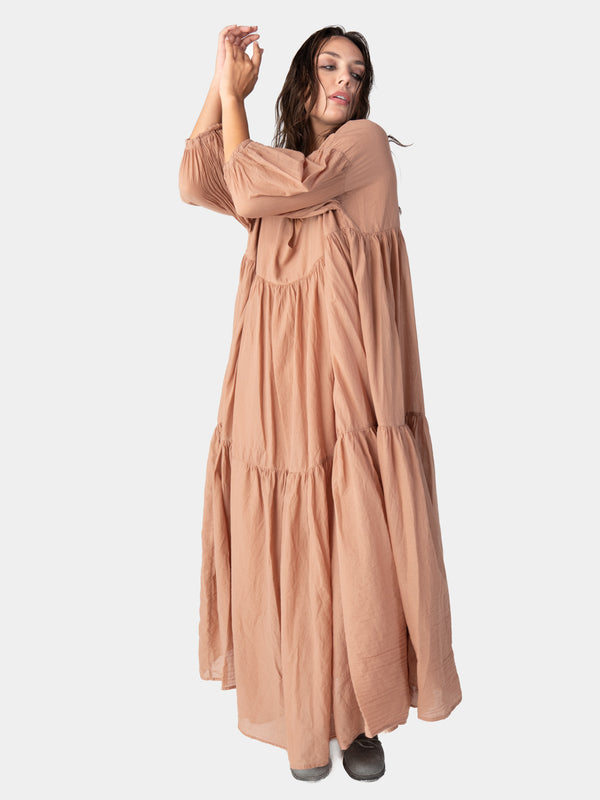 Baci Organic Cotton Tiered Ruffle Midi Dress Mare