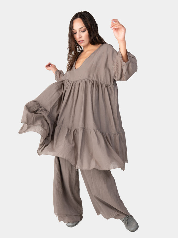 Baci Organic Cotton Tiered Ruffle Mini Dress Mare