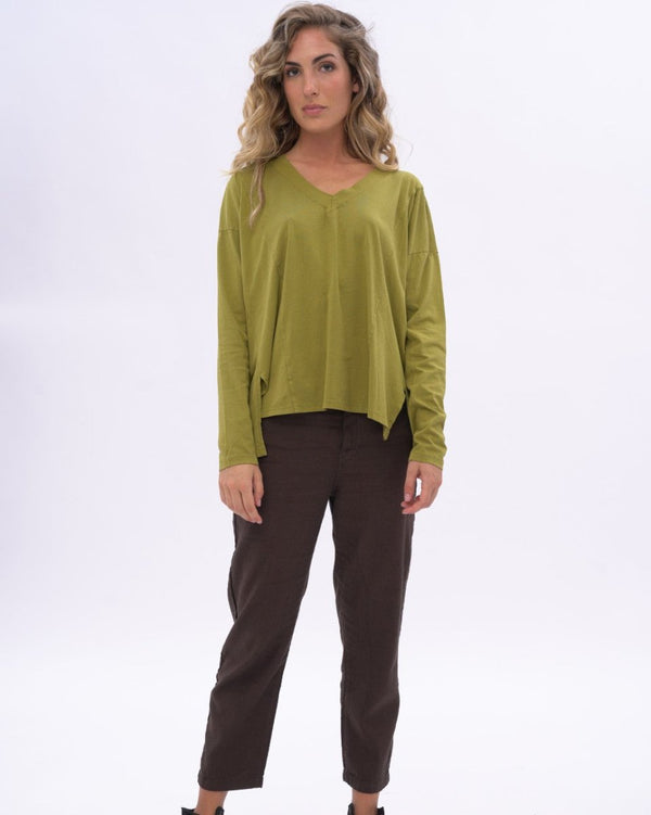 Baci Organic Cotton V-neck Long Sleeve Black