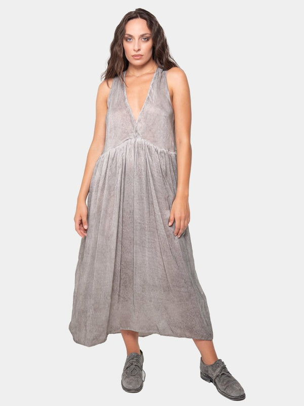 Baci Overlap V-Neck Midi Dress Gold