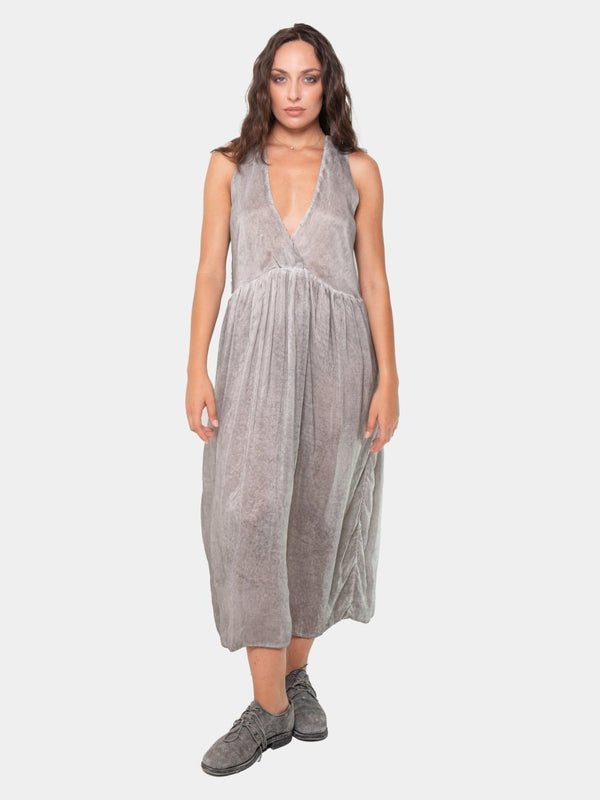 baci Overlap V-Neck Midi Dress Gold