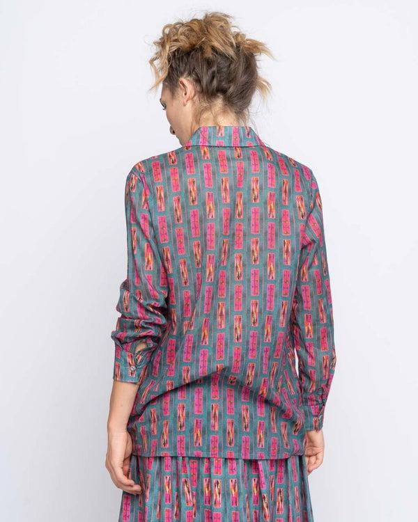 Baci Painter Button-Up Shirt Blue / Fuchsia