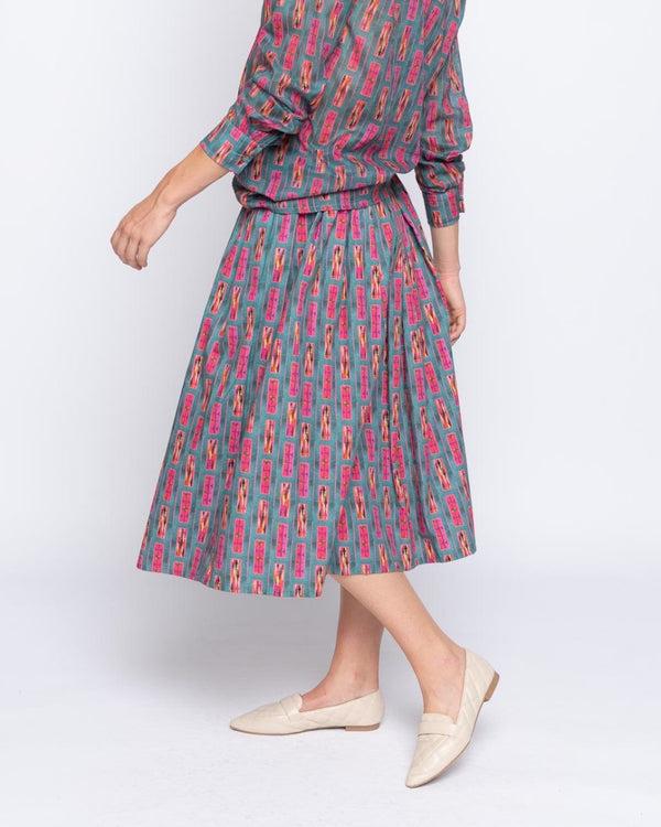 Baci Painter Tie-Waist Skirt Blue / Fuchsia