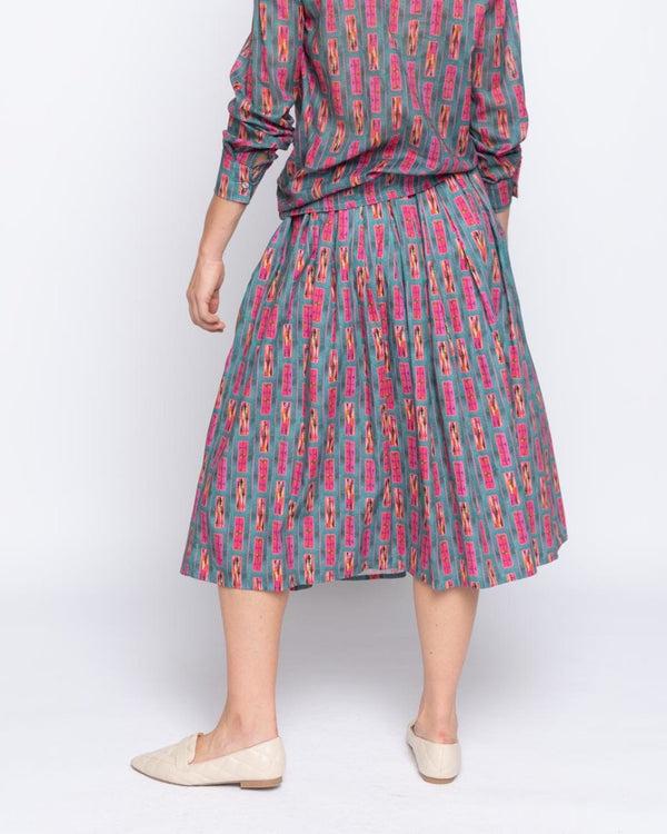 Baci Painter Tie-Waist Skirt Blue / Fuchsia