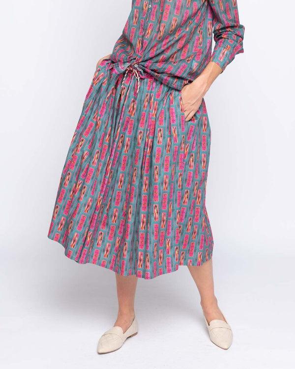 baci Painter Tie-Waist Skirt Blue / Fuchsia