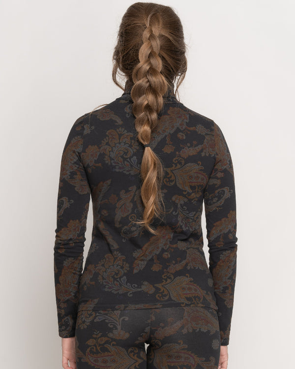 Baci Paisley Long Sleeve Turtleneck Tee Small