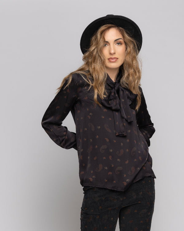 Baci Paisley Tie-Neck Blouse Large