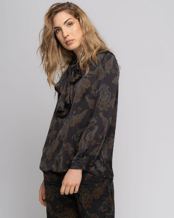 Baci Paisley Tie-Neck Blouse Large
