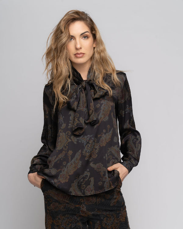 baci Paisley Tie-Neck Blouse Large