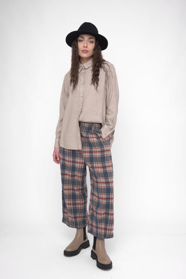 Baci Palazzo Plaid Cotton Pant Black