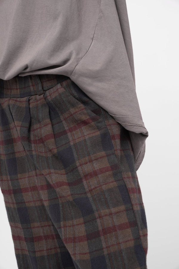 Baci Palazzo Plaid Cotton Pant Black