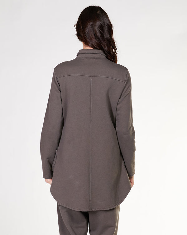 Baci Paneled Button-Up Shirt Jacket Dark Brown