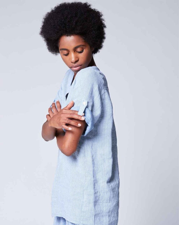 Baci Pinstripe Popover Tunic Beige