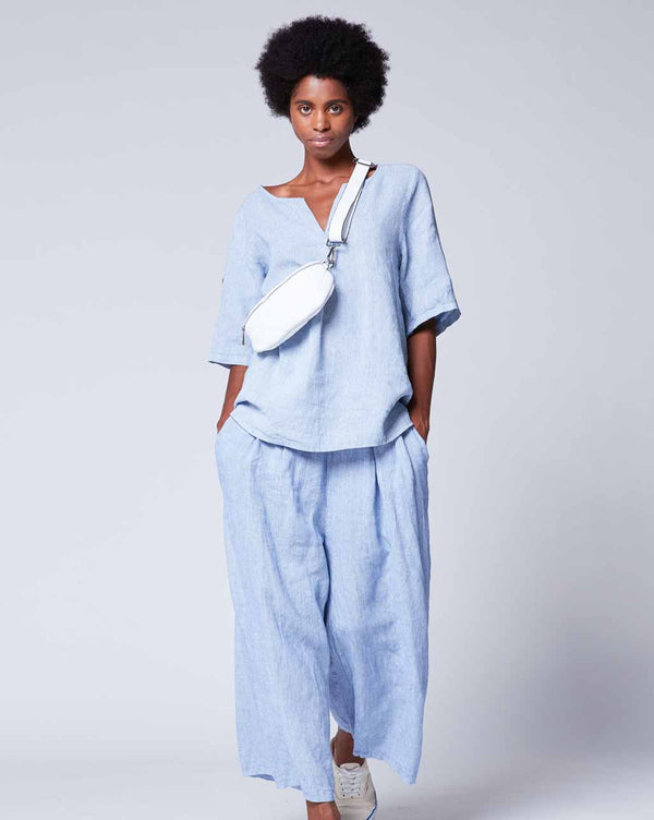 Baci Pinstripe Popover Tunic Beige