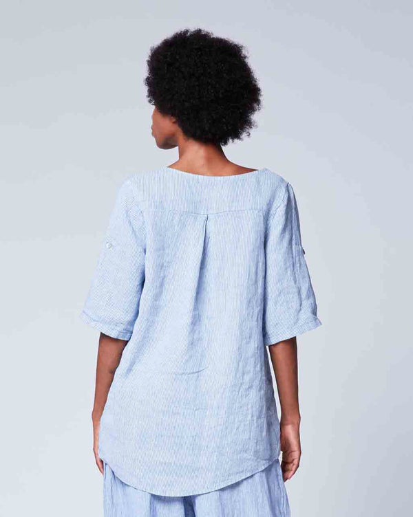 Baci Pinstripe Popover Tunic Beige